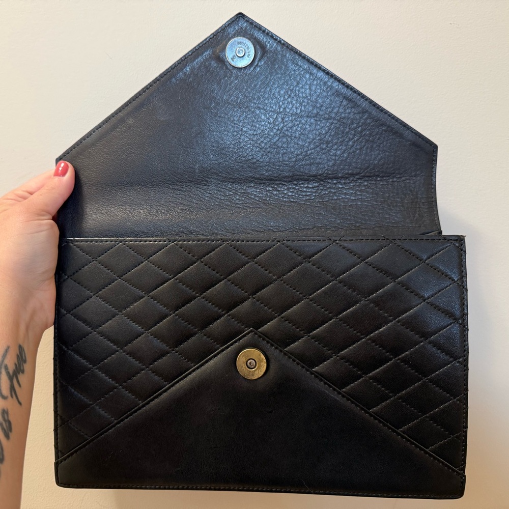 YSL - Vintage Black Lambskin - Leather Clutch - Picture 8 of 12